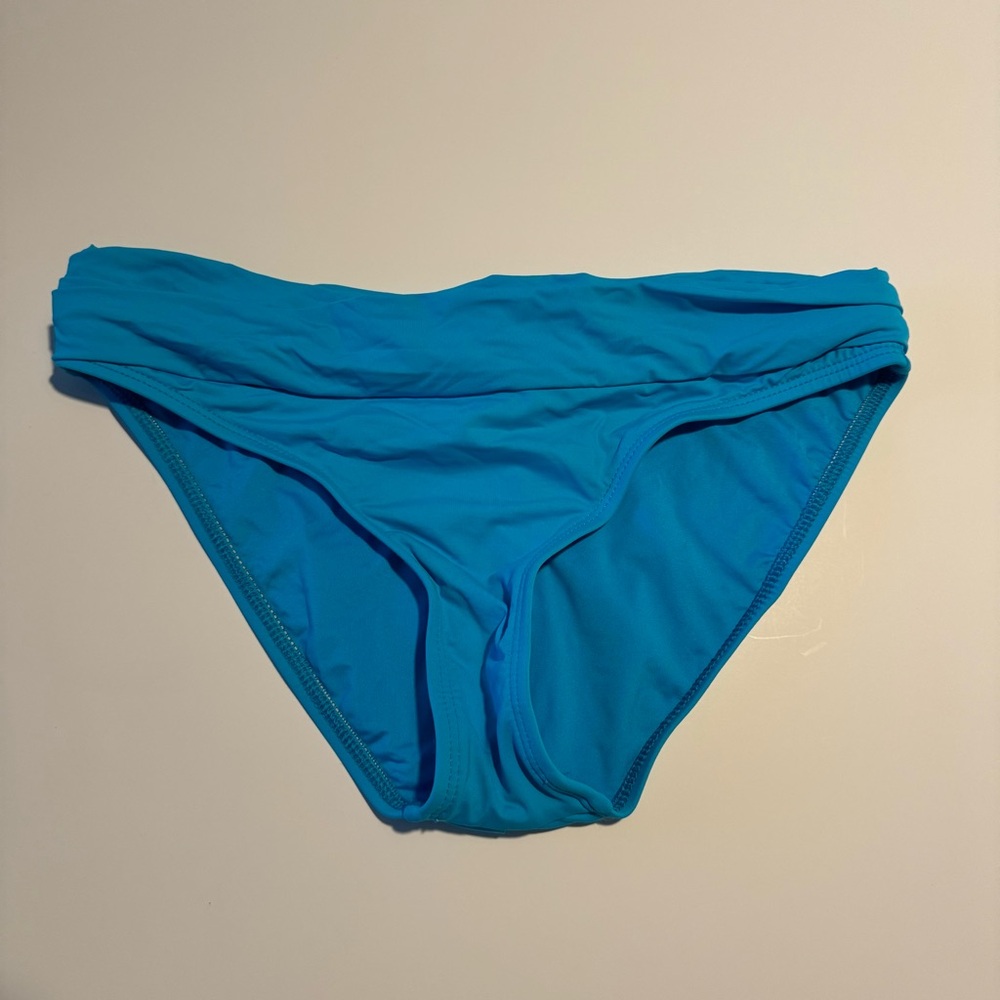 La Blanca Blue Aqua Swim Bikini Hipster Bottom Moderate Coverage Ruching